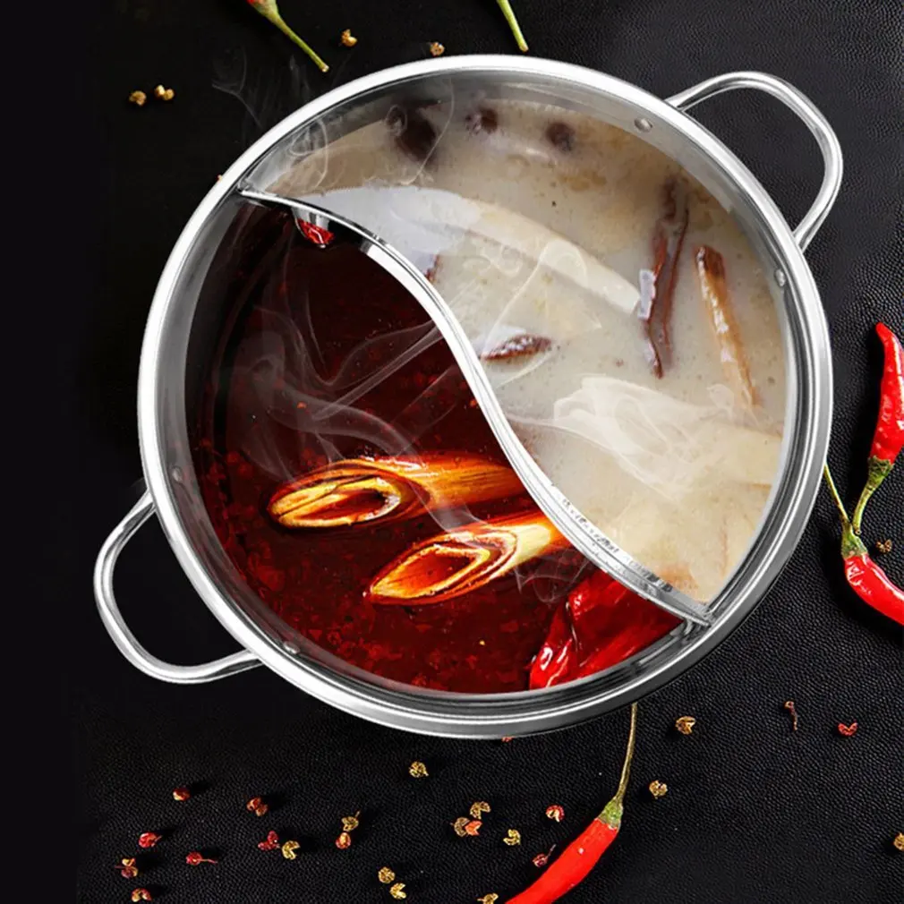 

1pc Cooking Pot Stainless Steel Single-Layer Cooking Pot 30cm Double Ear Duck Mandarin Fondue Hot Pot Cooking Pot