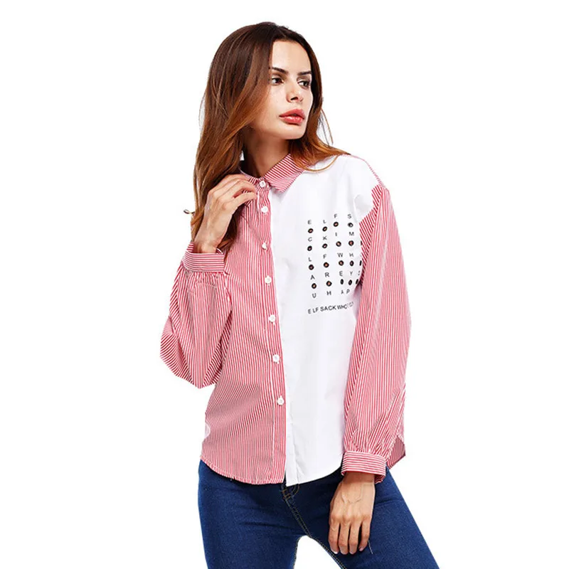 

Cross-border couture amazon speed sell tong color striped shirt Institute of European and American fashion leisure wind