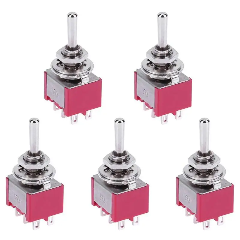 5 шт. Мини AC 250 В 2A/AC 120 5A 6Pin (вкл.) ВЫКЛ. DPDT 3 позиции тумблер MTS 223 двойной сброс