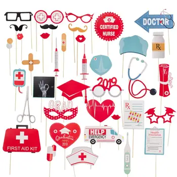

38PCS Graduation Photo Props Medical School Funny Graduate Party Supplies Decoration