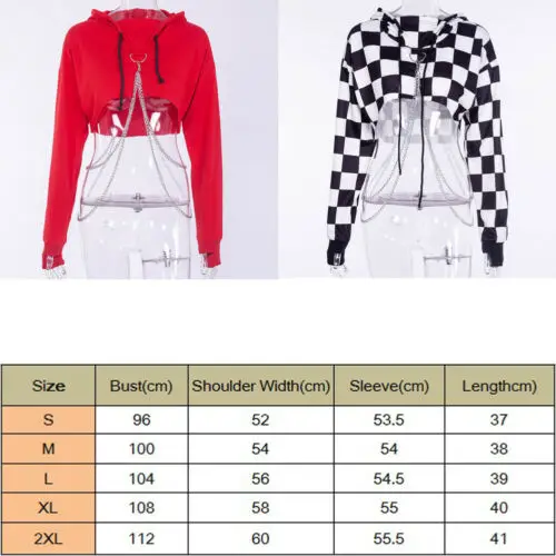 Fashion Women Hooded Clothing Cut off Front Sweatshirt Hoodie Patchwork Jumper Pullover Long Sleeve