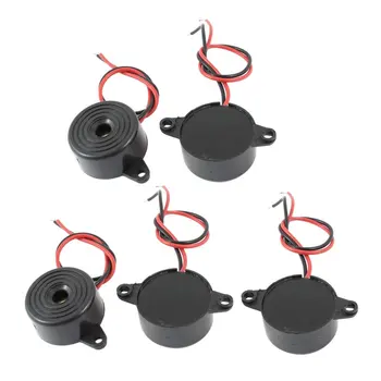 

5 Pcs DC 3-24V 85dB Sound Electronic Buzzer Alarm Black 23 x 12mm
