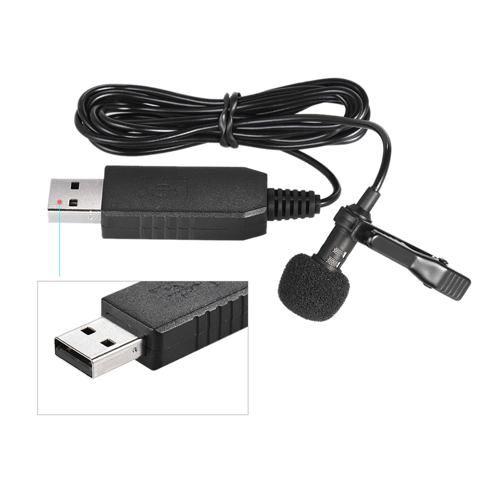 

150cm Portable Mini Clip-on Omni-Directional Stereo USB Mic Microphone for PC Computer