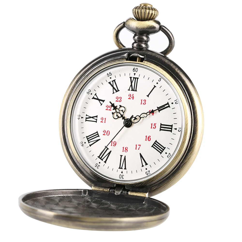 Bronze Quartz To My Son Pocket Watch Vintage Arab Roman Digital Double Scale Dial Pendant Chain 2