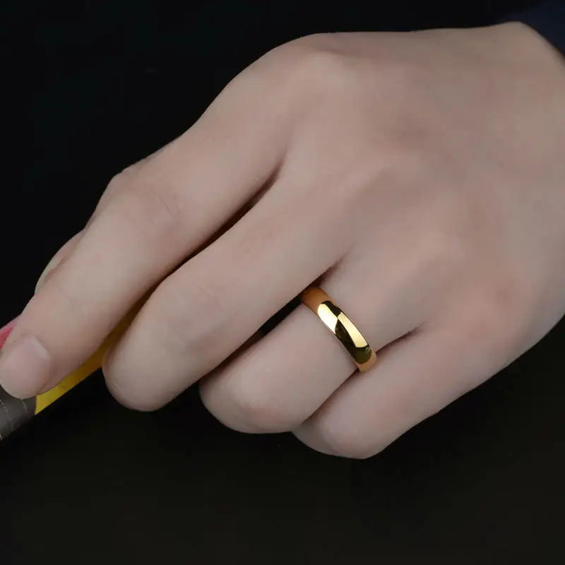 Новая мода Золотой Цвет Alliance 1 шт Позолоченные пары вольфрамовые обручальные кольца купольная полоса 5 мм для мужчин 3,5 мм для женщин