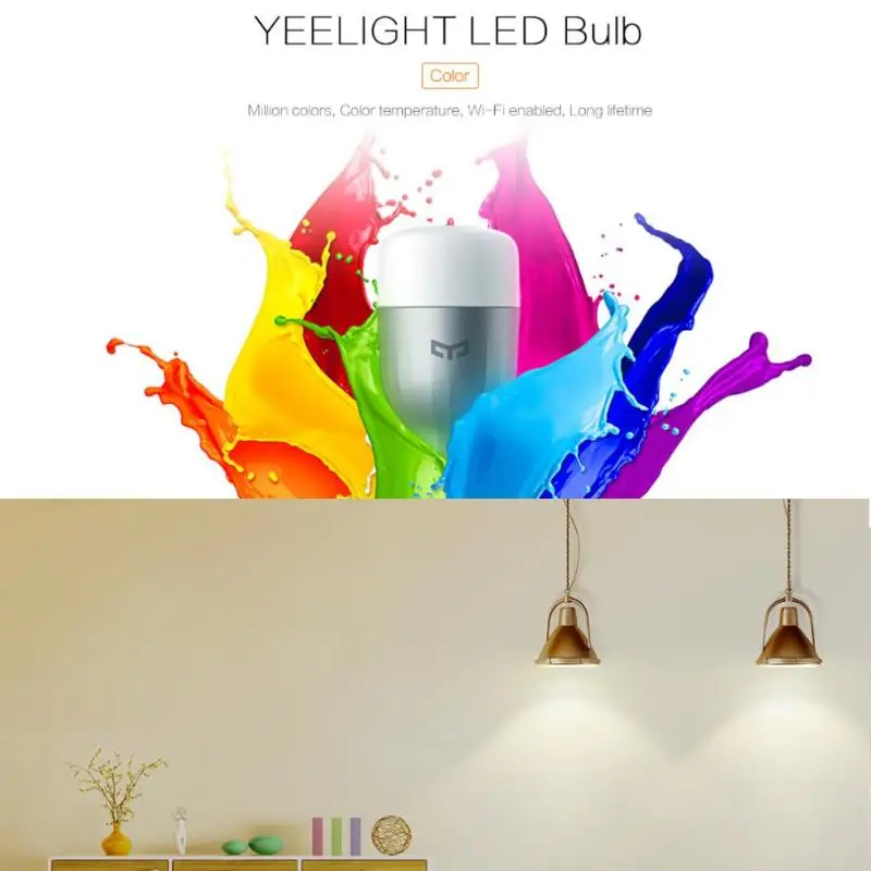 

Original Xiaomi Yeelight Smart LED Bulb Color E27 9W 600 Lumens Night Light Smart Bulb Mobile Phone WiFi Remote Control LED Lamp