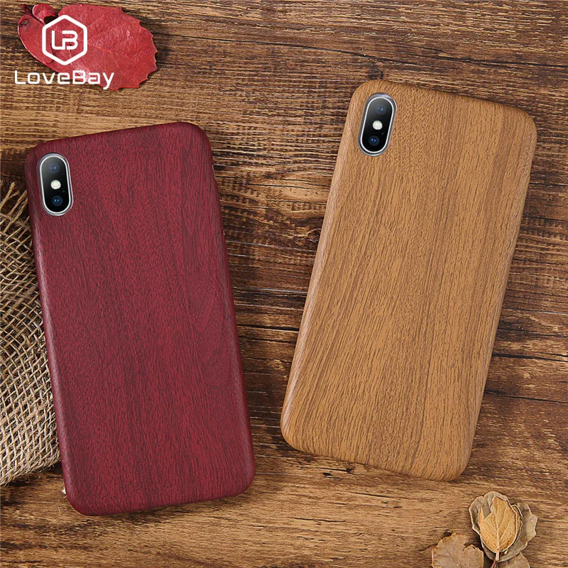 

Lovebay Phone Case For iPhone 6 6s 7 8 Plus X XR XS Max Fashion Wood Grain Soft PU For iPhone X Phone Case Back Cover Fundas