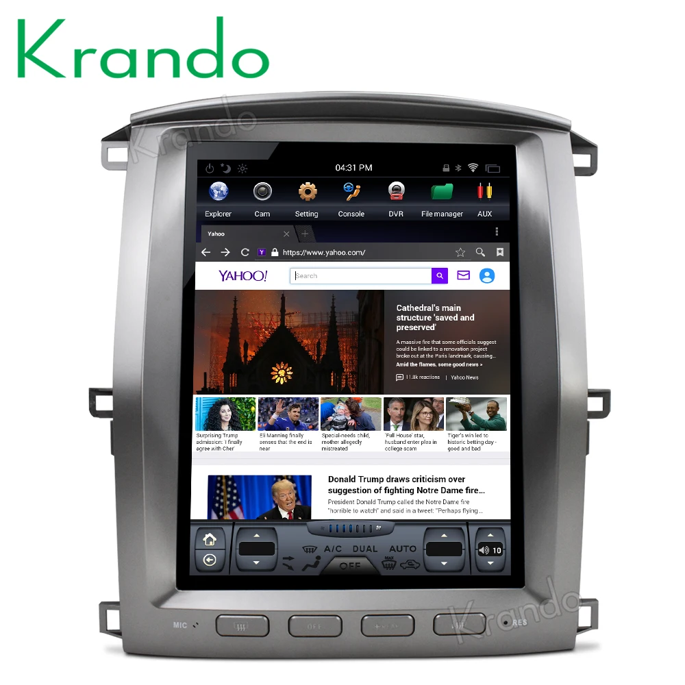 Cheap Krando Android 8.1 12.1" Vertical screen car audio radio player for Toyota Land Cruiser lc100 2002-2007 GPS navigation 2