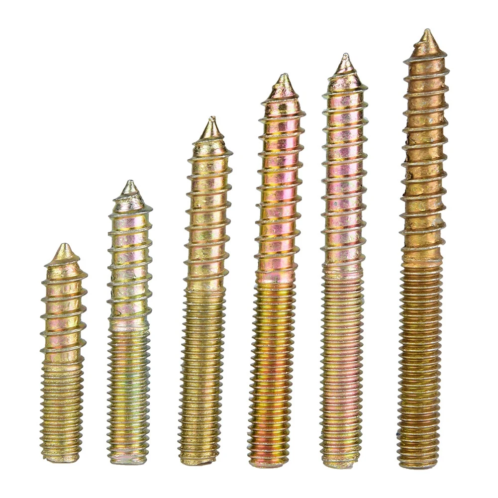 

60pcs M8 Dowel Screw Woodworking Furniture Connector Double Ended Screw Hanger Bolt Portable High Quality