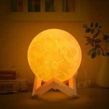 Прямая поставка; Перезаряжаемые светодиодный ночной Светильник луна лампа 3D печать Луны светильник Луна Спальня домашний Декор 16 Цвета сенсорный переключатель подарок на год
