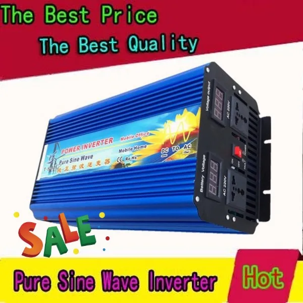 

Fedex DHL UPS Free Shipping, 5000W Inverter DC12V/24V/48V to AC220V Pure Sine Wave Inverter 10000W Peak power inverter