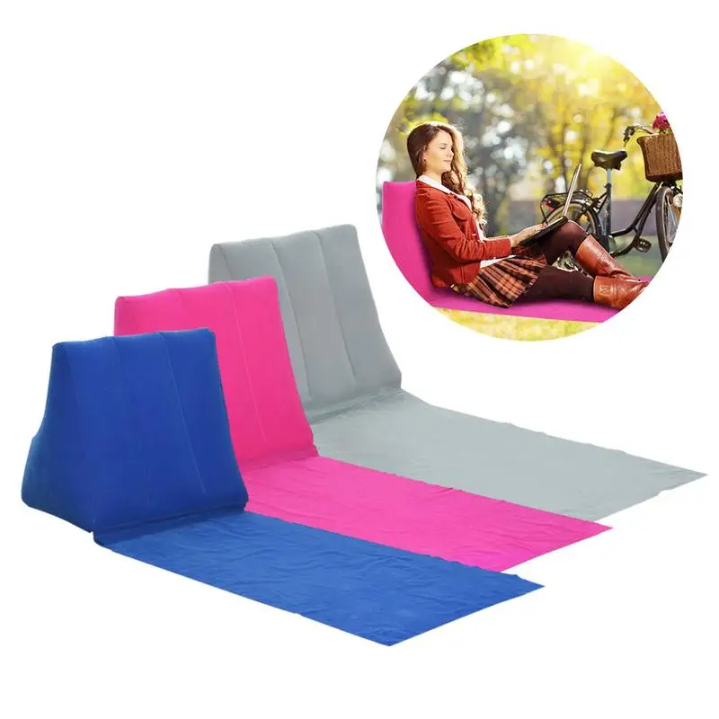 

Foldable Camping Mat Inflatable Beach Lounger Mat Soft Beach Triangle Cushion PVC Camping Leisure Back Pillow Cushion Chair Seat