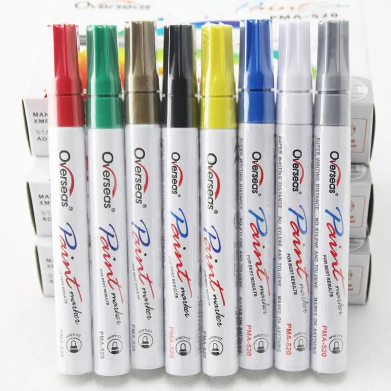 Экологичная автомобильная ручка для рисования граффити DIY аксессуары для альбомов PMA-520 маркер золотой, серебряный, желтый, черный, белый, синий, красный