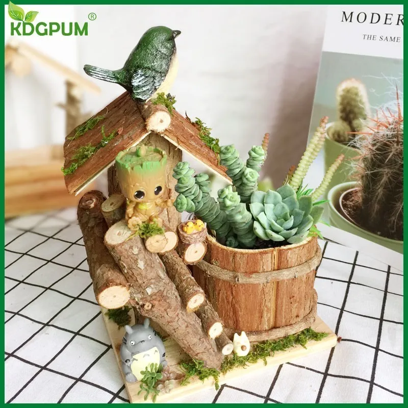  Baby Groot Flower Pot Handmade Bonsai Pot Planter Model Toy Pen Holder Plant Pot Home Desktop Decor