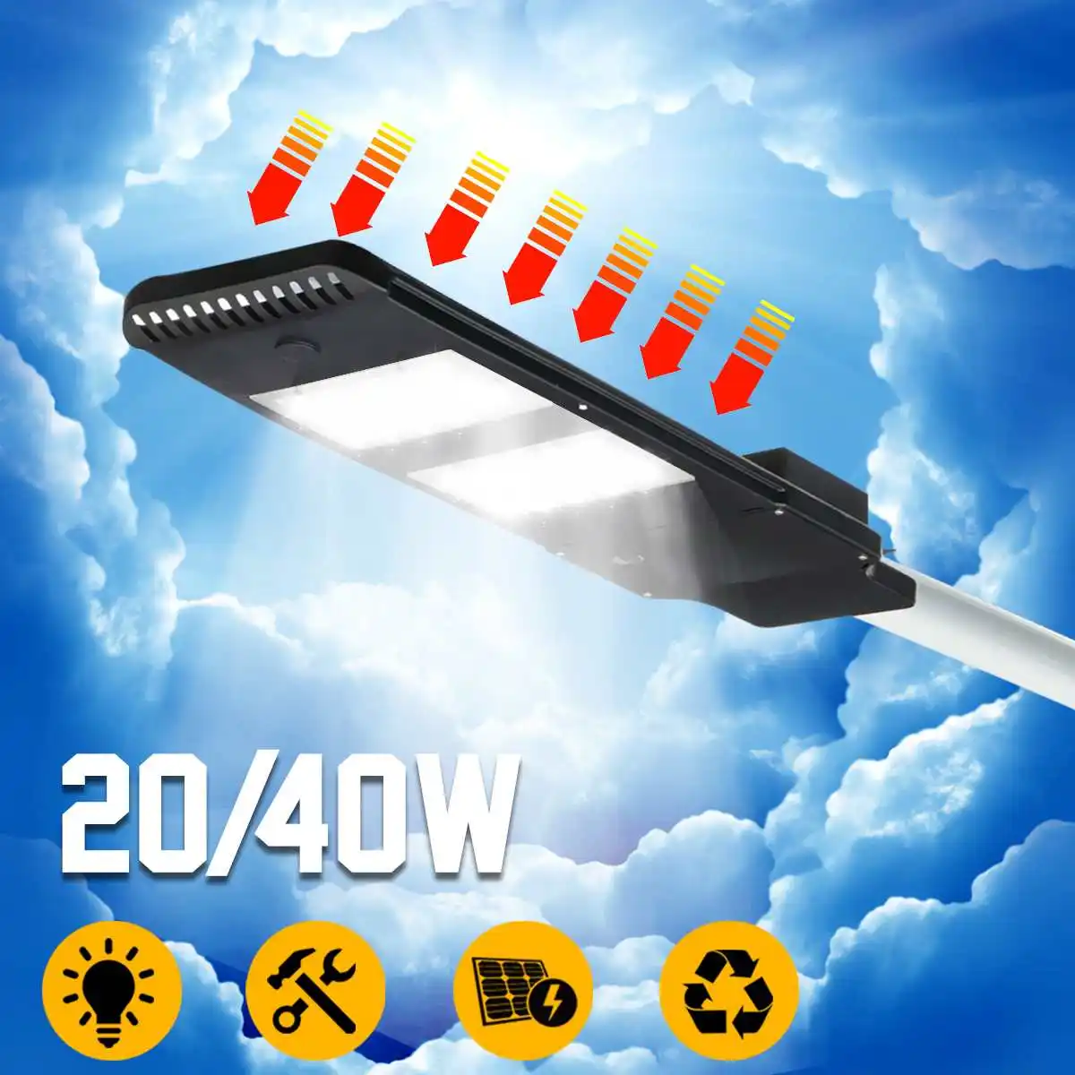 

3 Mode Waterproof Solar 20/40Pcs LED Light Motion Sensor Radar Induction Time Control /Lamp Pole Energy Saving Motion Sensor