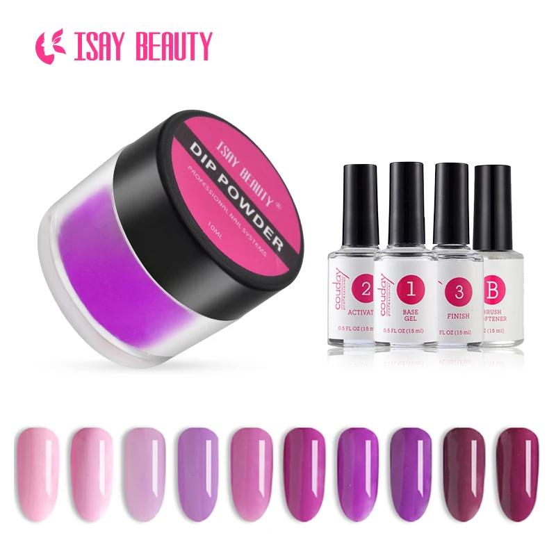 

ISAYBEAUTY dip powder nail set 10g latest fashion long lasting without lamp cure nail powder nail art design (S021--S040)
