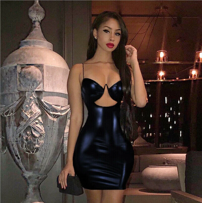 

Women Sexy Club Mini Dress Sleeveless Bodycon Evening Party Ladies Clothes Hallow Out Solid Summer Female Clothing Fashion 2019