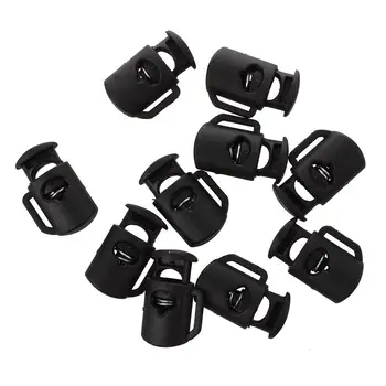 

10 Pcs 8mm Single Hole Rope Cord Locks Ends Drawstring Toggles Black
