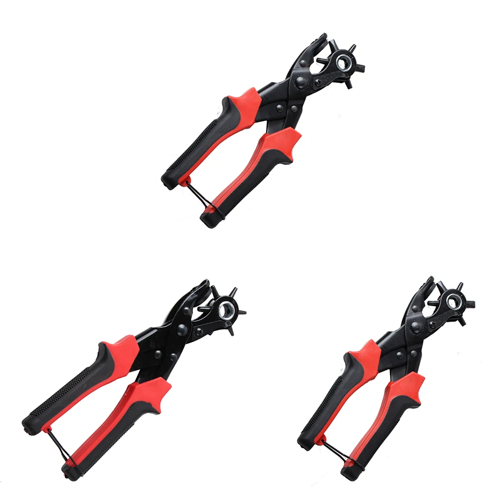 

Useful Heavy Duty Belt Puncher Strap Leather Hole Punch Hand Plier Belt Punch Revolving DIY Tools 3 Holes Styles for wholesale