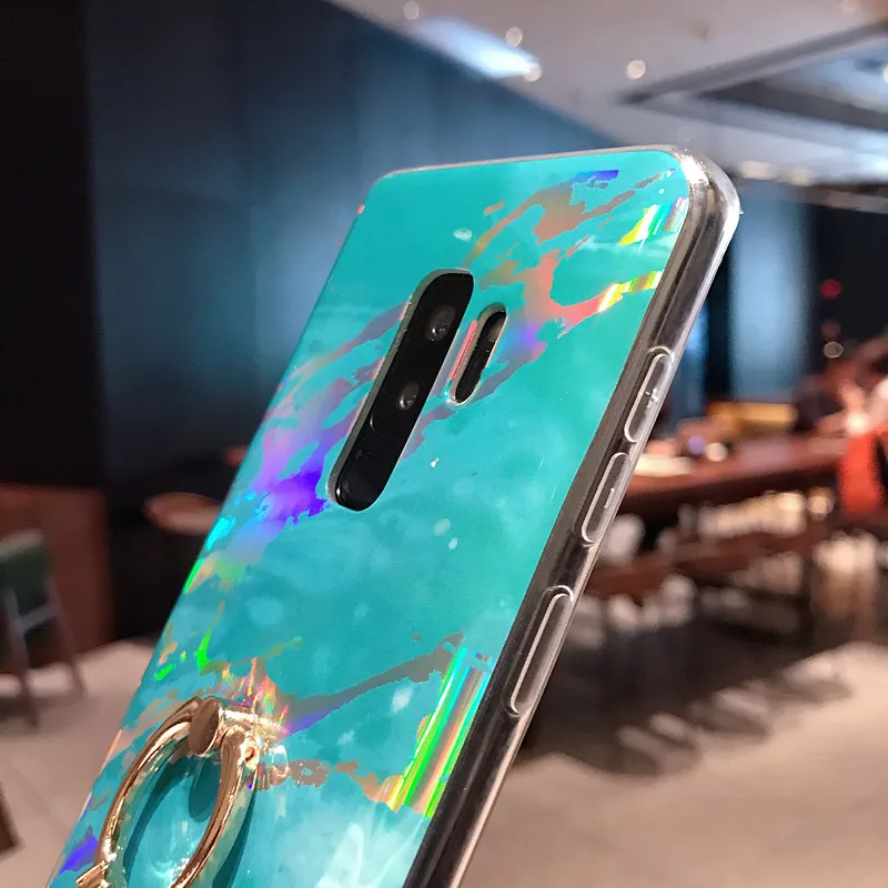 For Samsung S9 Plus Case Luxury Marble Ring Holder Phone Case Cover for Samsung S7 S8 S10 Plus S10E Etui Note 8 Note 9 TPU Coque