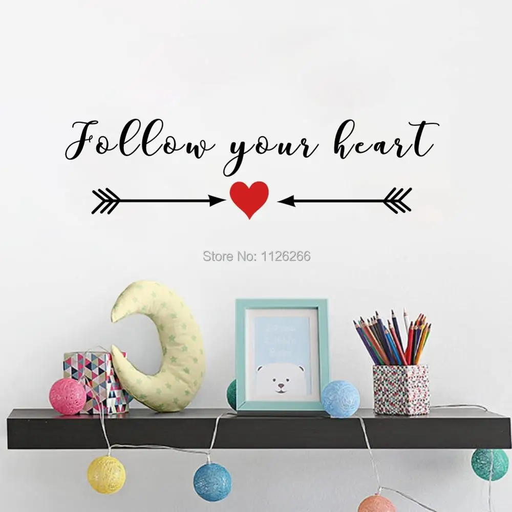 Наклейка с надписью Follow your Heart для детской комнаты|Наклейки на стену| |