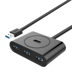 USB 3,0 концентратор 4 порта USB концентратор разветвитель для Macbook ноутбук ПК компьютер HDD черный