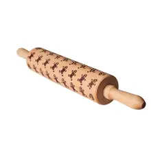 Тисненая Скалка, имбирный человек, узор для выпечки печенья, печенья, рельефная Скалка, бук, резной принт, ролик