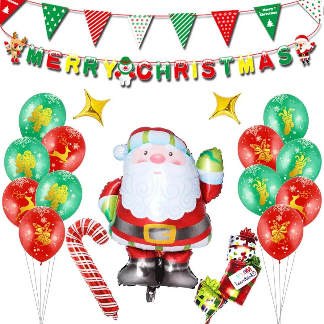 

Christmas Party Decorative Inflatable Balloon Santa Fashion Claus Multicolor Balloon Day Cartoon Set