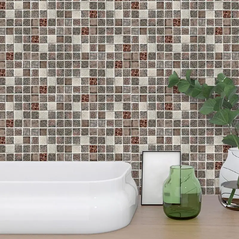 18 قطعة/المجموعة 10*10 سنتيمتر حجر الفسيفساء ذاتية اللصق للماء التلفزيون خلفية المقاهي غرفة ديكور غرفة نوم البلاط ملصقا صور مطبوعة للحوائط