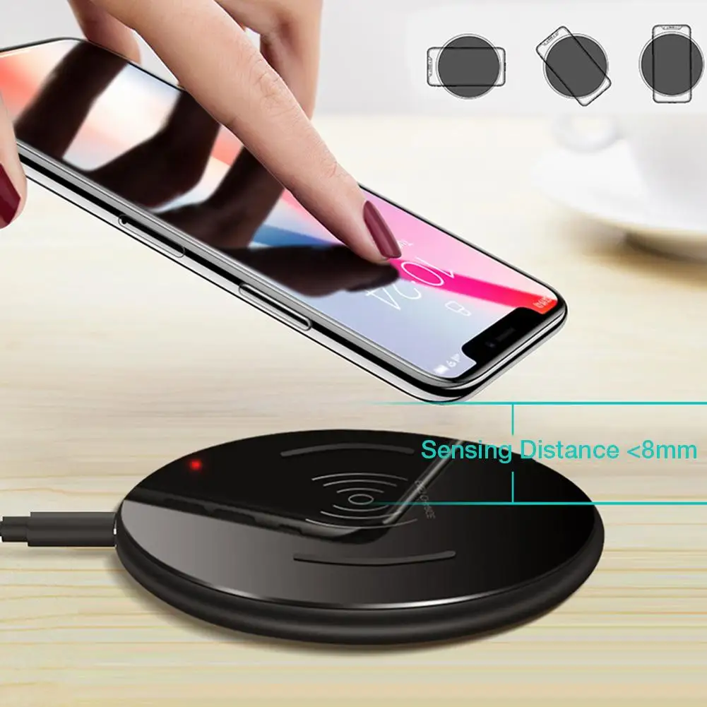 

15W Wireless Charger QI Wireless Fast Charging Ultra-thin Round Wireless Charger for HUAWEI Mate 20 LG V30 V40 AirPods 2