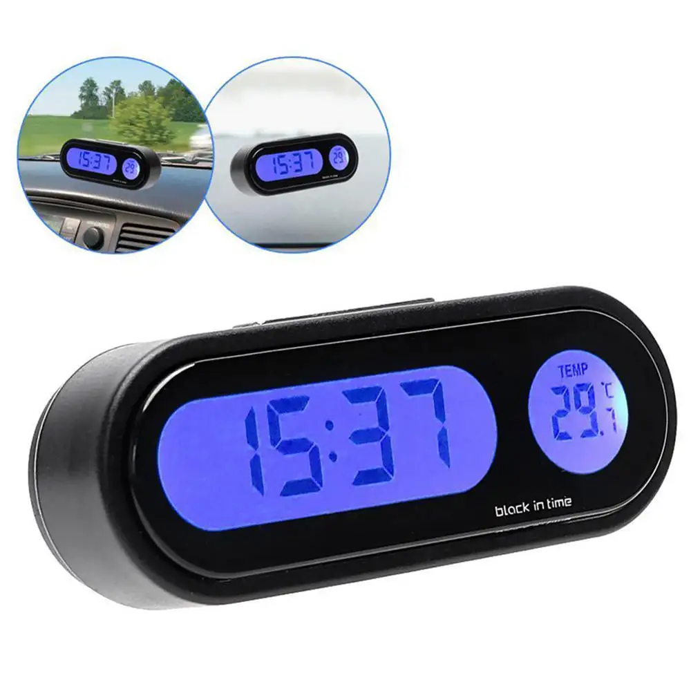 Автомобильный комплект электронные часы термометр CarTime часы цифровой ЖК-дисплей термометр Автомобильная Синяя подсветка
