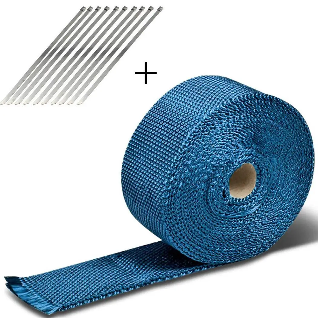 

10M Hot Sale Heat Exhaust Thermo Wrap Shield Protective Tan Tape Fireproof Insulating Cloth Roll Kit for Motorcycle Car 6 Color