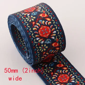 

5Yards 50mm 2"width Chinese Style polyester/cotton Soft Webbing for Strap Bag Belt Garment dog collar Sewing Accessories