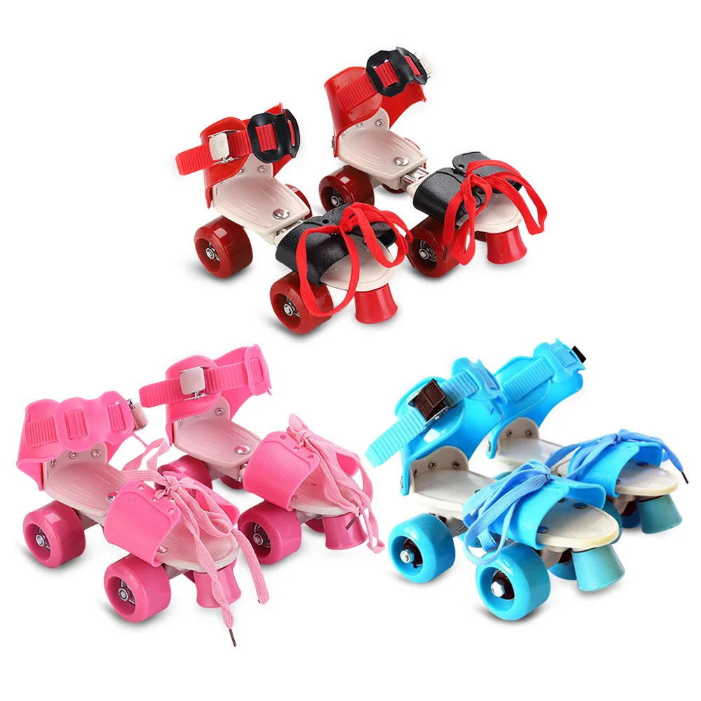 الأطفال دائم قابل للتعديل أربعة عجلات زلاجات دوارة صبي فتاة الاطفال أحذية التزلج مريحة الدانتيل متابعة إبزيم الأسطوانة أحذية