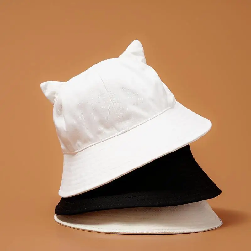 قبعة صيفية كاب الكبار تنفس القطن القبعات الكبار القط آذان الشمس للجنسين لطيف الصلبة الرجال النساء القبعات شاطئ كاب 2019 جديد