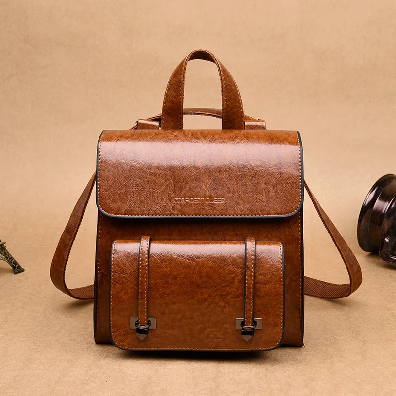 

Designer High Quality Vintage Women Backpack School Bags for Grils Black Pu Leather Female Backpacks sac a dos Mochila Feminina