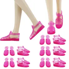 10 пар, розовые сандалии на плоской подошве, летняя обычная повседневная одежда, аксессуары для кукольного домика, Одежда для куклы Барби, Игрушки для маленьких девочек