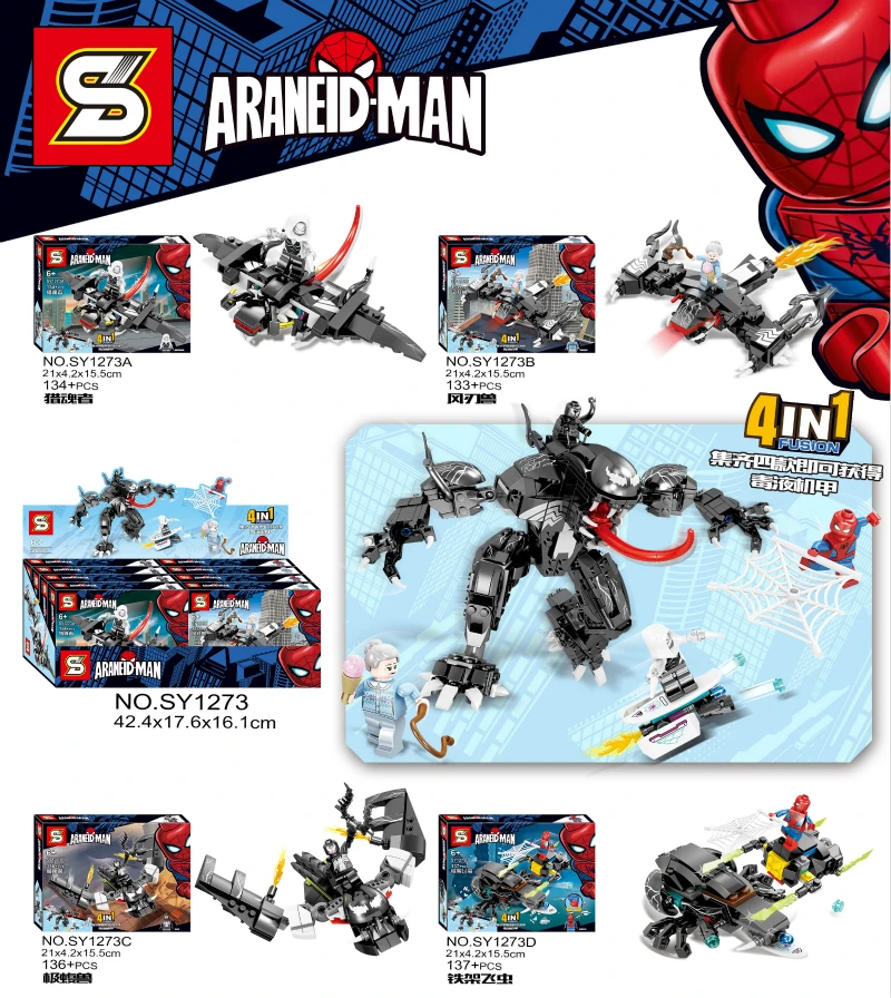 

New 540pcs Superheroes Avengers 4 4in1 Spiderman Mech Fit Legoings Marvel Avengers Endgame Figures Building Blocks Bricks Toy
