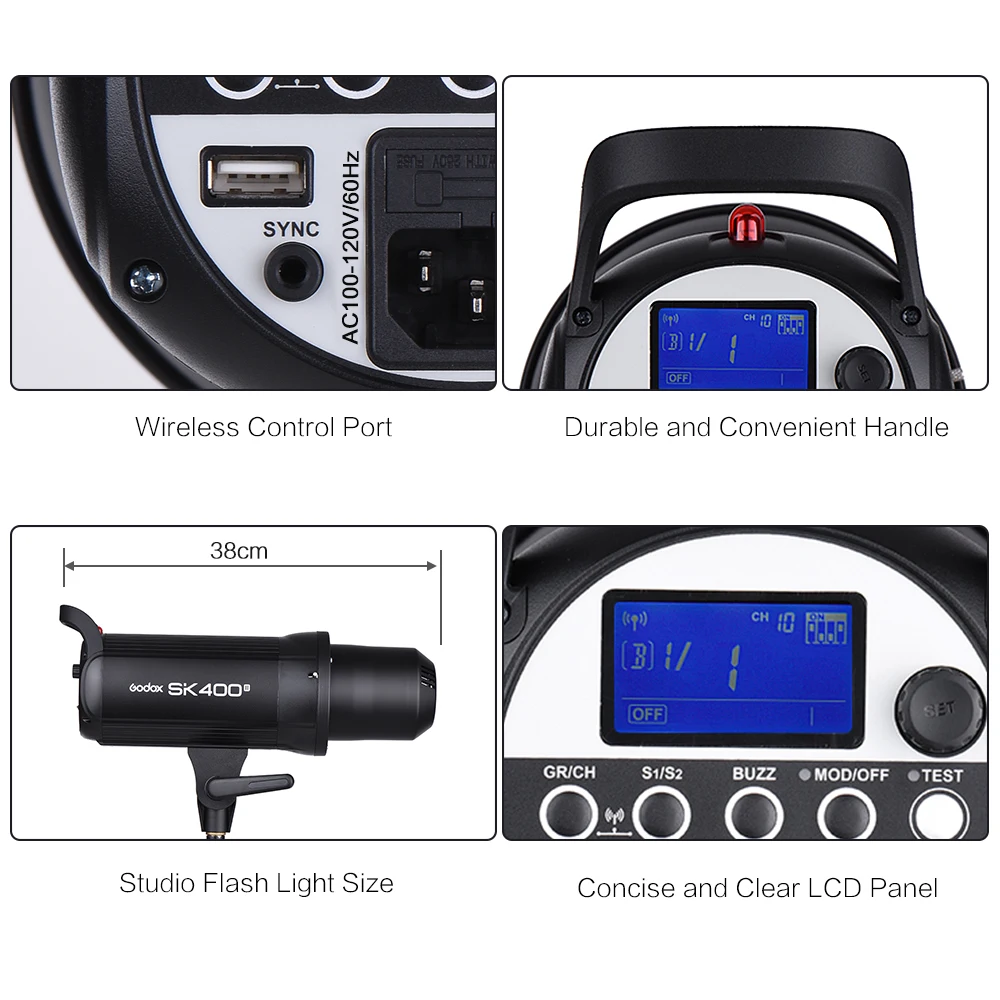 Godox SK400II 400Ws Студия флэш Strobe Light 2,4 г беспроводной X системы GN65 5600 к w/150 Вт лампа для портретной жизни фотографии