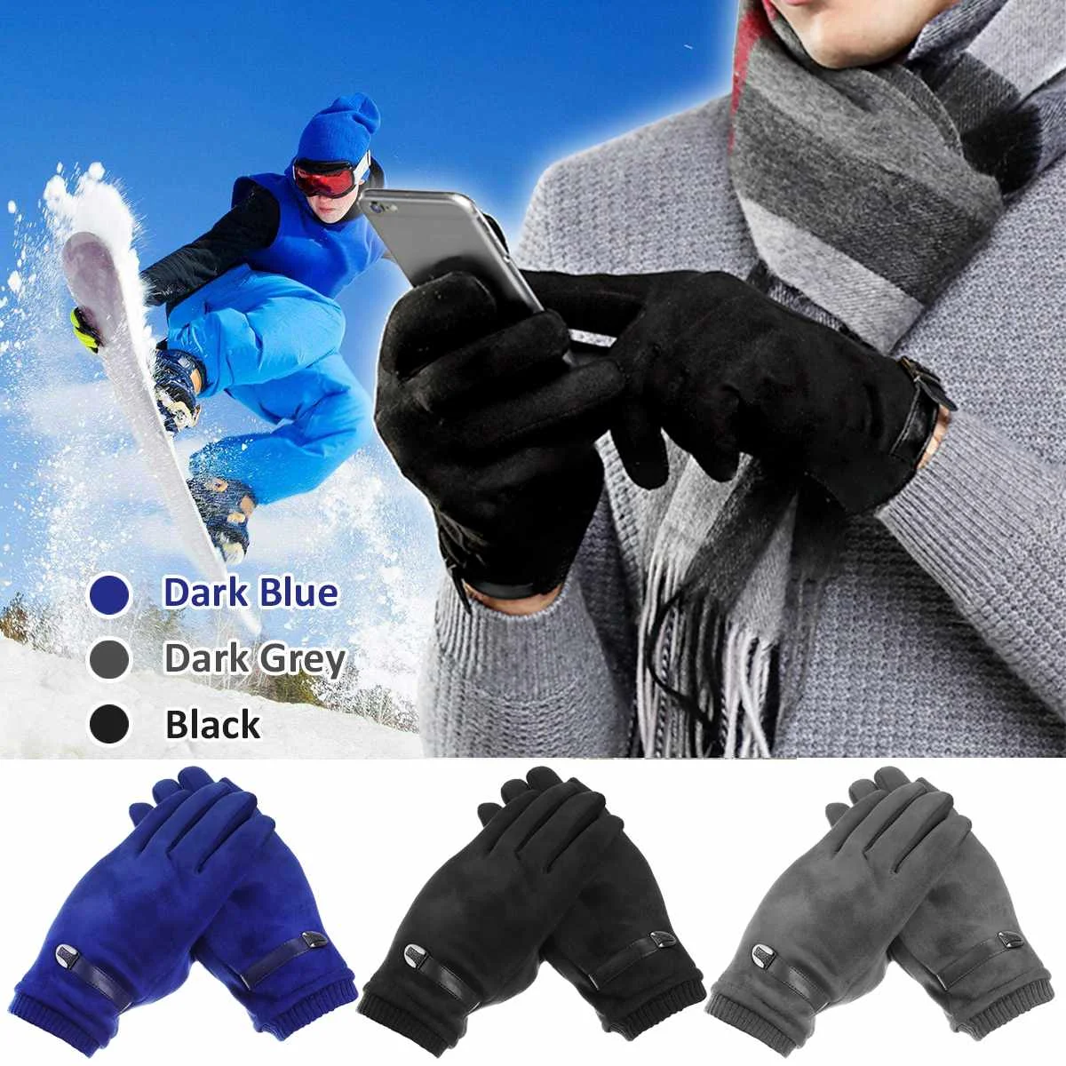 

2pcs Safety Hand Gloves Touchs Screen Windproof Warm Gloves Cold Protection Outdoor Sports Driving Cycling Skiing Mittens Gloves