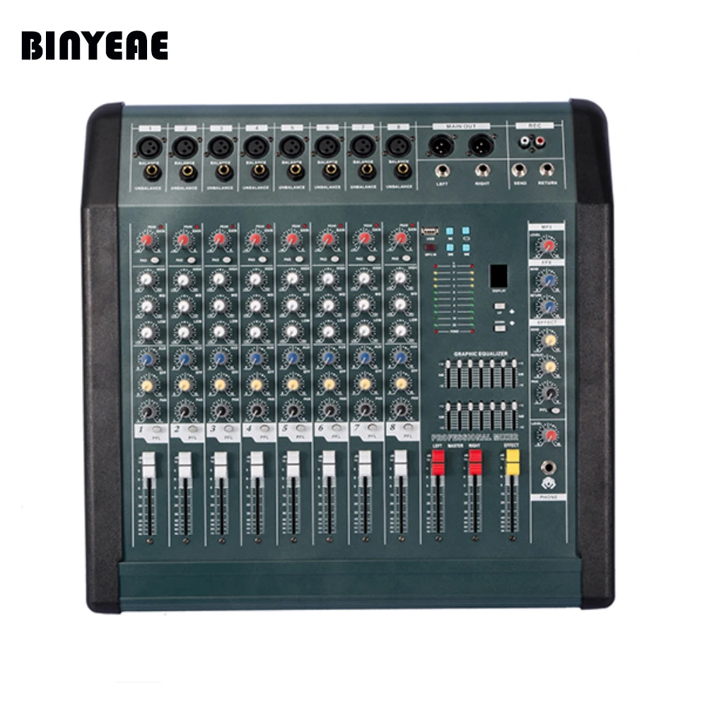 Профессиональный аудио мощный миксер MX806D 350Wx2 8 каналов DJ двойной 7-полосный