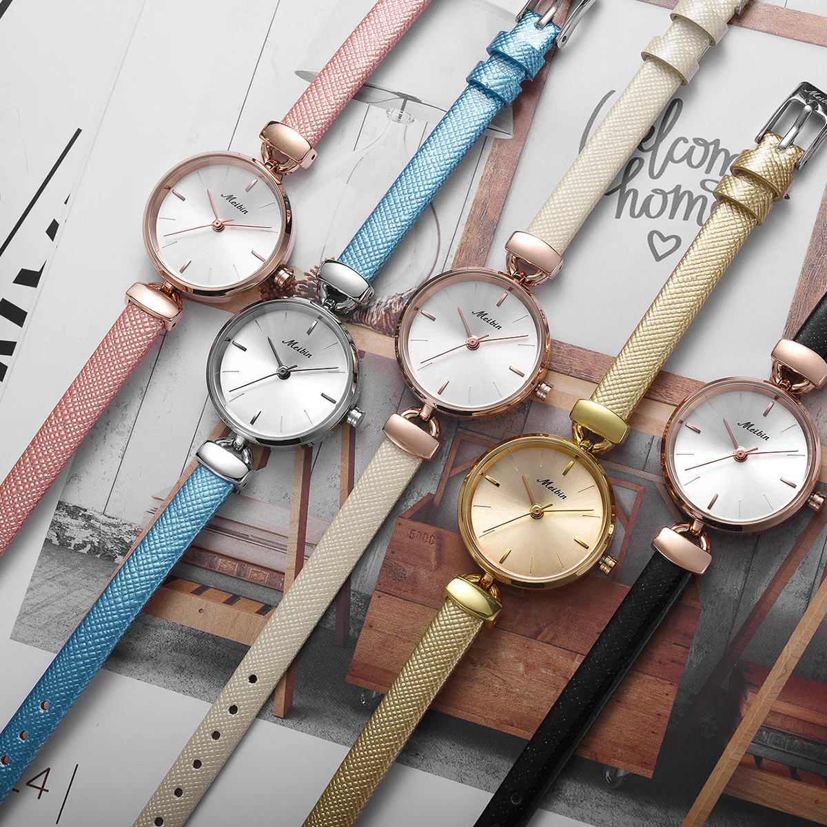 Женские Модные кварцевые часы корейские студенческие часы с ремешком ...