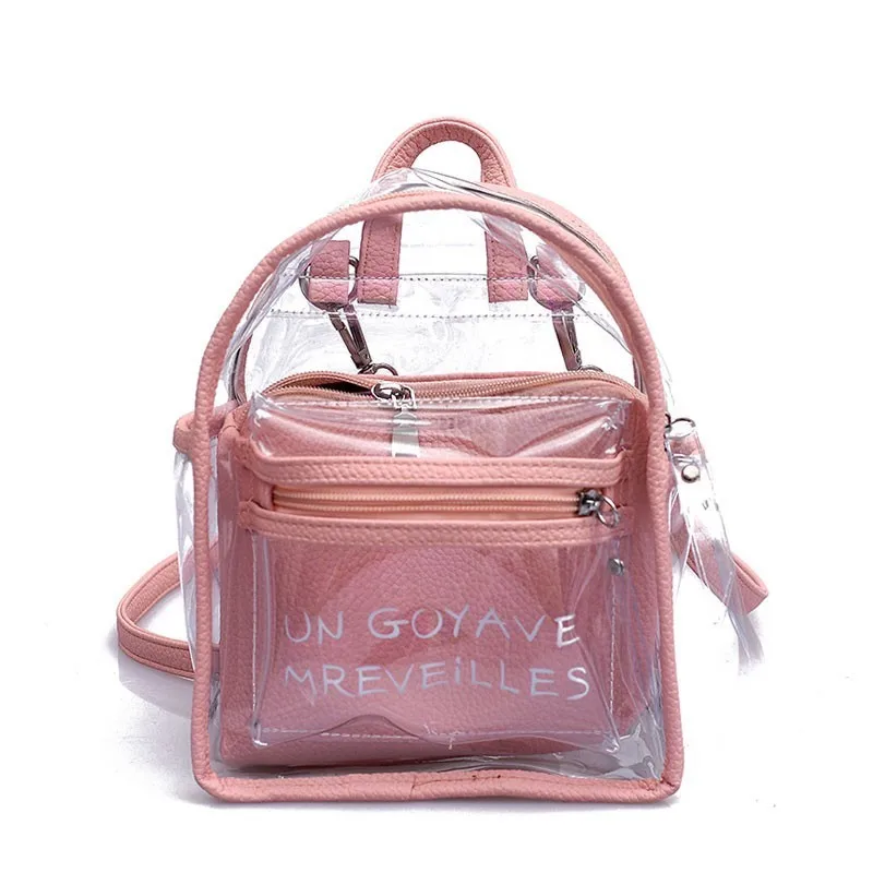 

2019 Fashion Women Transparent Jelly Small Backpacks Girls Mini Clear Backpack Summer New Fashion Letter Back Pack Drop Ship