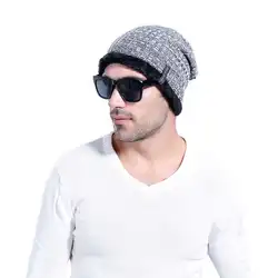 Шерстяная шапка осень-зима с флисовой подкладкой вязаная шапка теплая и ветрозащитная шапка для мужчин на открытом воздухе