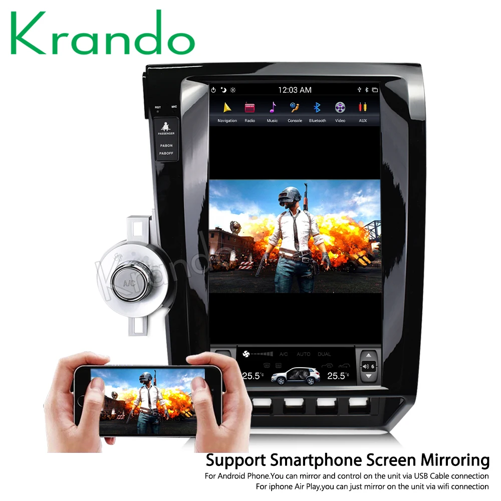 

Krando Android 8.1 13.6" Tesla Vertical screen car audio radio gps navigation for Toyota tundra 2007-2011 multimedia system