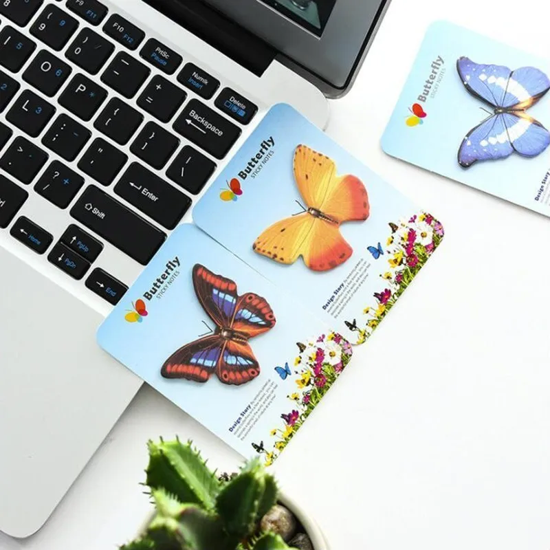 Мини Цветные блокноты Butterly самоклеющиеся заметки канцелярские принадлежности и