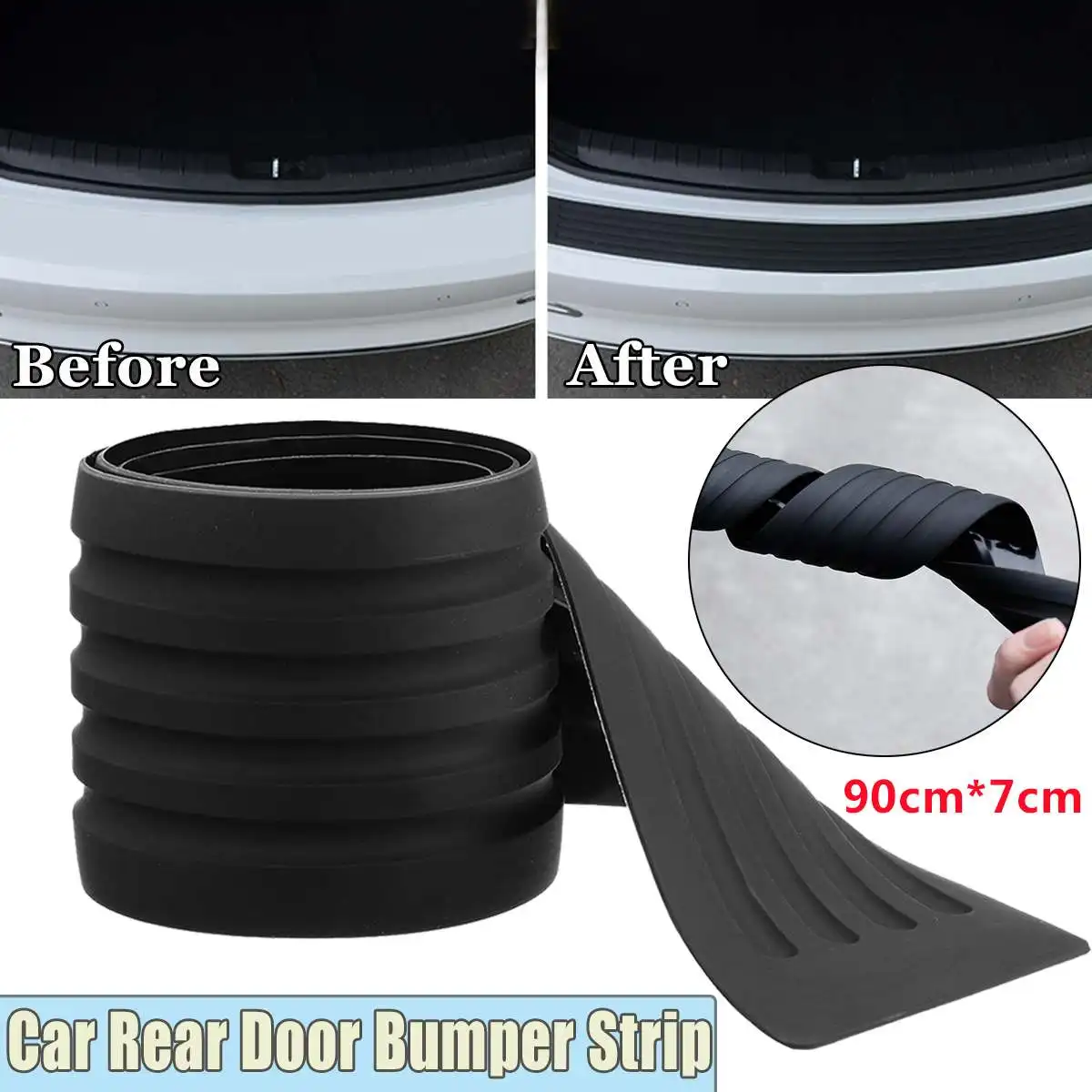 

90x7cm Car Rear Trunk Sill Guard Protector Trim Scratchproof Strips Body Bumper Protective Cover Universal