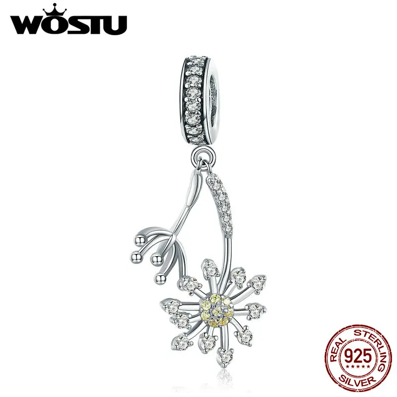 WOSTU New Collection 925 Sterling Silver Dandelion Shape CZ Pendant For Bracelet&Necklace Fashion Jewelry Gift For Women BSC052
