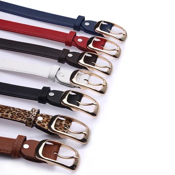 

Women's Leopard Black PU Leather Thin Waist Belts With Pin Buckle 2019 Fashion Slim Female Belts Jeans Pant Decoration Waistband