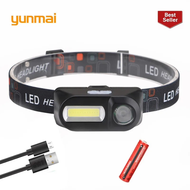 

Mini Waterproof XPE COB LED 6-mode Headlight Headlamp USB Rechargeable 18650 Battery Head Light Lamp Flashlight for Outdoor